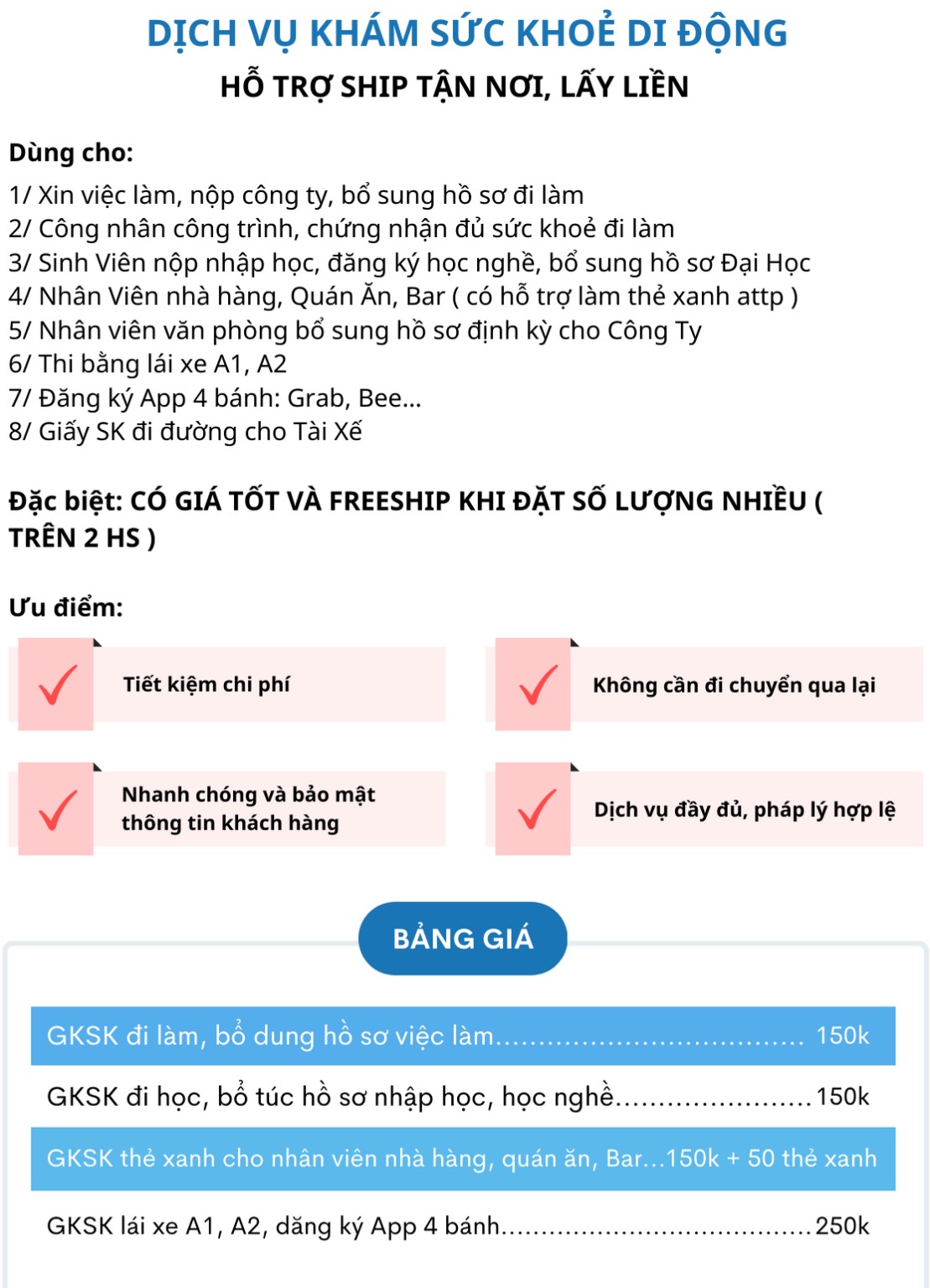 Dịch vụ khám sức khỏe